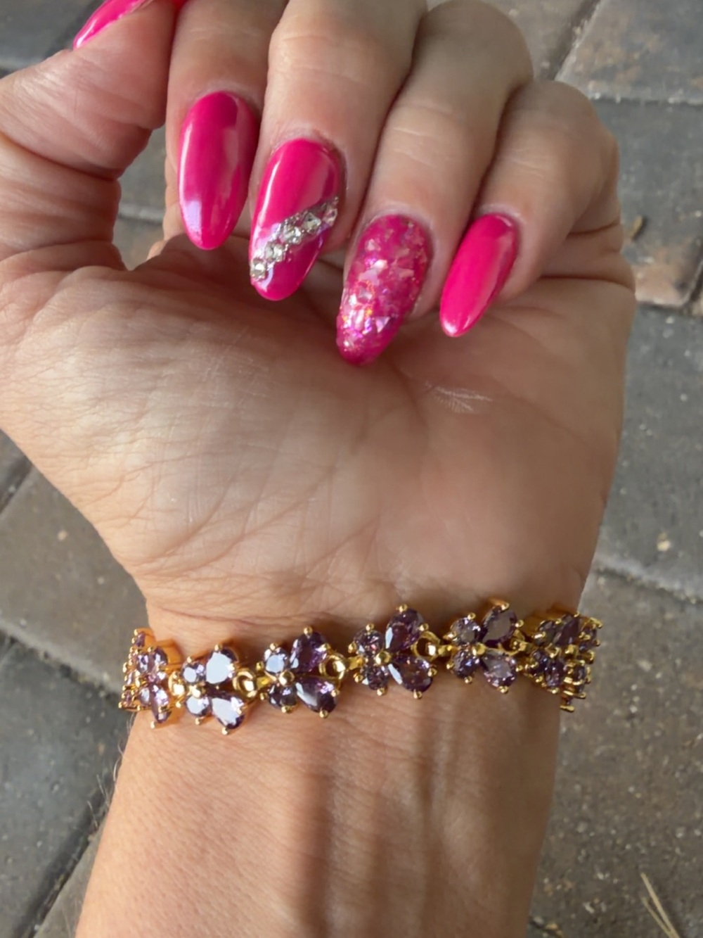 Gold Filled AAA CZ Purple Butterfly Bracelet | Lavender Crystal Link Bracelet - Picture 3 of 8